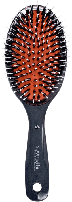Spornette Classic Cushion Hair Brush, Boar & Ball-Tipped Nylon Bristles - Lightweight Oval Handle Brush for Straightening, Styling, Setting & Detangling - All Hair Types on Men, Women and Children