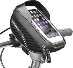 Bike Pannier, Bicycle Phone Mount Bags Waterproof Front Frame Top Tube Bag with Touch Screen Phone Holder Case Cycling Bike Phone Tool Storage Bag Pack, Black