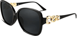 FEISEDY Women's Fashion Sunglasses, Oversized Square Frame with Pearl Sparkling, Polarized UV Protection B2821 Mysterious Black 61 Millimeters
