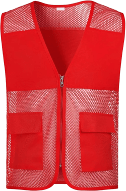 YEAHDOR Adult Unisex Volunteer Vest Hollow Out Mesh Zipper Waistcoat Safety Vest Clerk Workwear 3X-Large Red