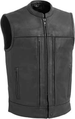 First Mfg Co - Rampage - Men's Motorcycle Biker Riding Black Leather Vest 3X-Large Black