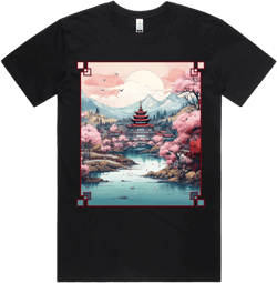 Zen Temple Tshirt, Organic Cotton Graphic Tee