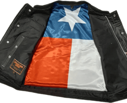 Men's Leather Vest with Texas Flag Lining 6665.TXS MV PS