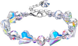 GolbalJew Butterfly Heart Crystal Bracelet for Women Aurora Borealis Glass Crystal Jewelry Adjustable Trendy Link Bracelets Mother's Day Birthday Gifts