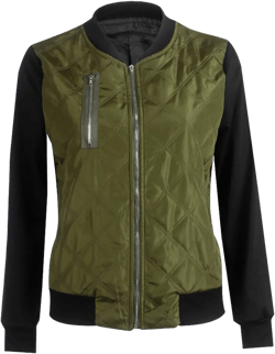 tuduoms Women's Quilted Jackets Lightweight Long Sleeve Zip Up Bomber Jacket Pockets Stand Collar Winter Outwear Windbreaker X-Large Army Green