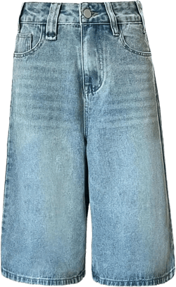 POHADON Womens Baggy Jean Shorts Vintage Aesthetic Y2k Jorts Loose Capri Long Denim Shorts Oversized Boyfriend Streetwear Medium Blue
