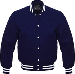ALL Wool Varsity Jacket Letterman Baseball Bomber Jacket Melton Wool Body and Sleeves, 19 colors options X-Large Navy Blue