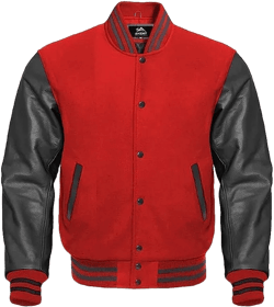 Men's Orignal Baseball Letterman Varsity Jacket Geninue Leather Sleeves and wool body colors available (US, Alpha, Medium, Regular, Regular, Red Black)