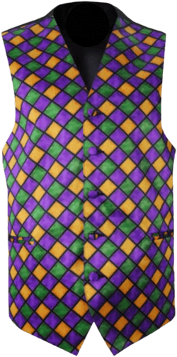 Mardi Gras Windowpane Tuxedo Vest and Bow Tie