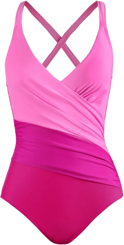 Women's Chic Vibrant Pink Fuchsia Cross Back Surplice Neckline One-Piece Swimsuit - Cupshe-L-Pink