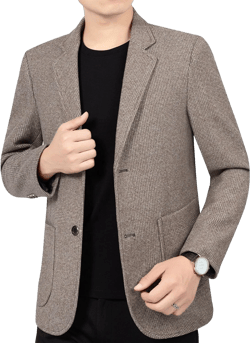 Men Casual Wool Blend Suit Blazer Herringbone Tweed Two Button Business Jacket Lightweight Wedding Sport Coat
