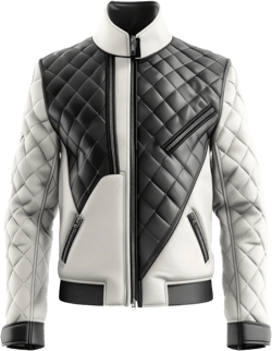 Men’s White Black Genuine Sheepskin leather Jacket Diamond Quilted Classy Moto Biker Outfit Zip-Up original Leather Jacket Medium Black White