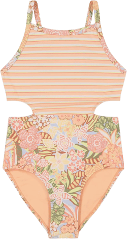 Roxy Girls' One-Piece Swimsuit with UPF 50+ Sun Protection, Quick Drying Bathing Suit 10 Peach Viva