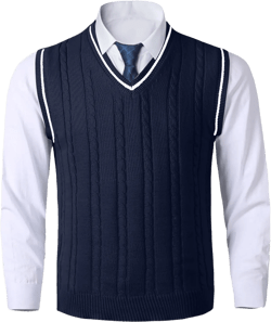 Men's Loose Sweater Vest Lightweight V-Neck Cotton Vests Pullover Cardigan Winter Solid Color Men Sweater Tank Tops Navy 3X-Large