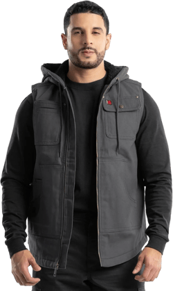 Wrangler Men's Sherpa Lined Vest with Hood X-Large Asphalt