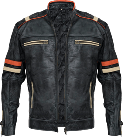 Men's Cafe Racer Vintage Retro Distressed Black Biker Leather Jacket