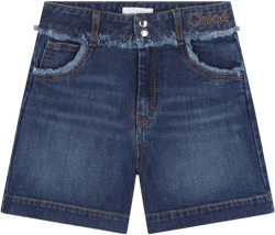 logo-embroidered denim shorts