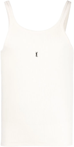 logo-embroidered ribbed tank top