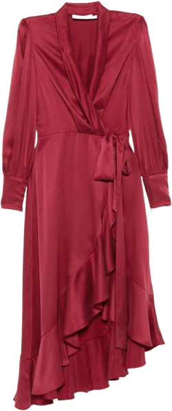silk wrap midi dress