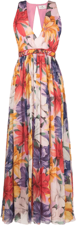 floral-print silk dress