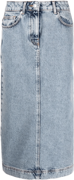 washed-denim midi skirt