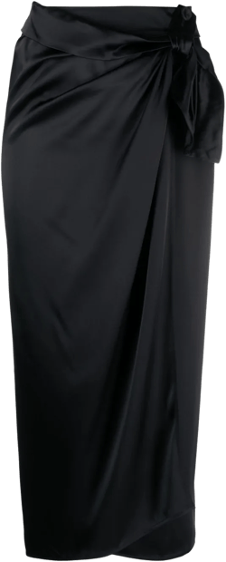 draped satin wrap skirt