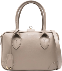 logo-print leather tote bag