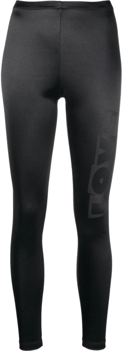 satin-finish logo print leggings