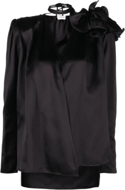 detachable floral-appliqué silk blouse