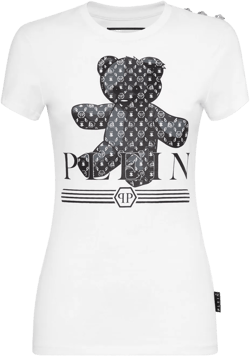 teddy bear-print cotton T-shirt