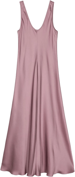 sleeveless satin midi dress