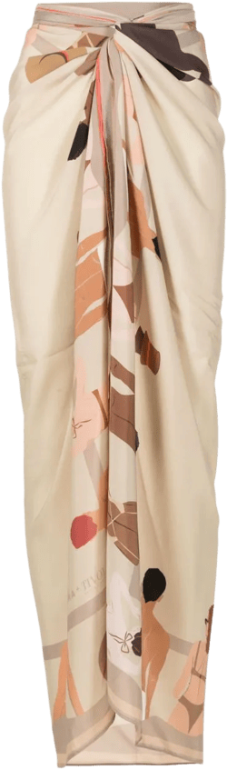 graphic-print silk cover-up