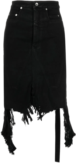 distressed denim midi skirt