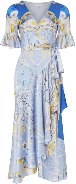 Carline-print wrap dress