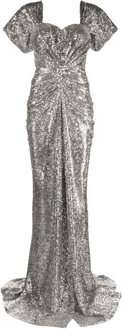 sequined sweetheart-neck maxi dress