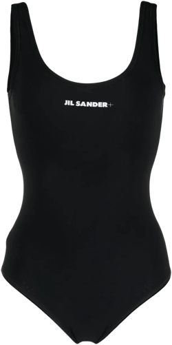 scoop-back logo-print swimsuit