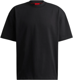 HUGO - Oversize-fit all-gender T-shirt in cotton with logo label - Black