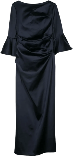 gathered duchess-satin gown