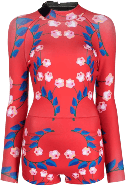 floral-print long-sleeve swimsuit