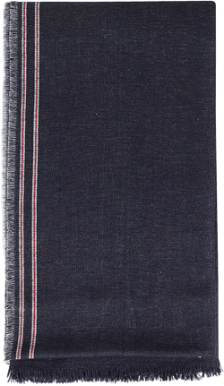 stripe-pattern raw-cut scarf