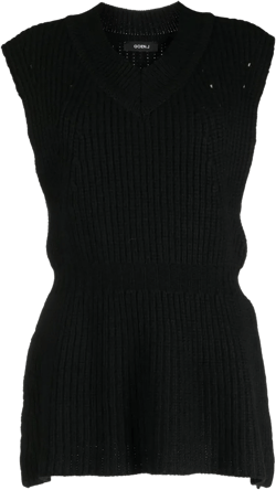 side-slit ribbed jumper vest