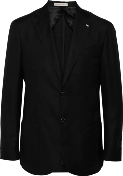 Brooch-detail Single-breasted Blazer In Black