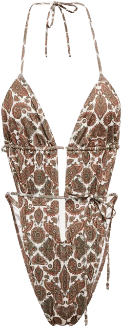 Amor Printed Swimsuit In Brown Paisley