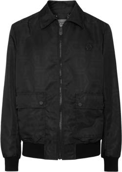 Monogram-jacquard Bomber Jacket In Black