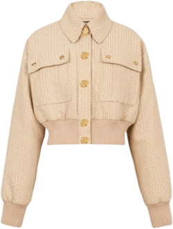 Cropped Bomber Jacket In Nude