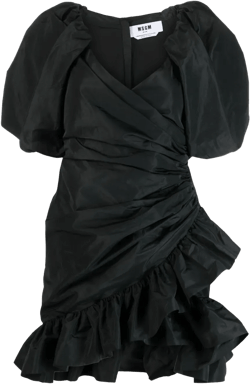 puff-sleeved wrap dress
