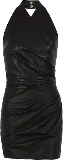 draped leather mini dress