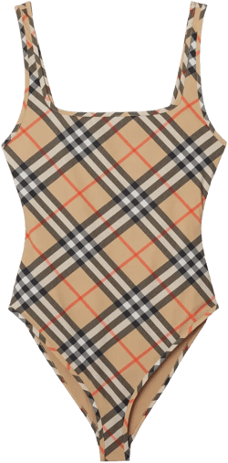 check-pattern swimsuit
