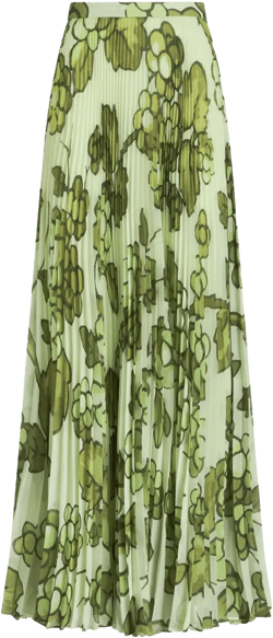 Berry-print pleated maxi skirt