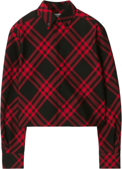 plaid-check cropped shirt 